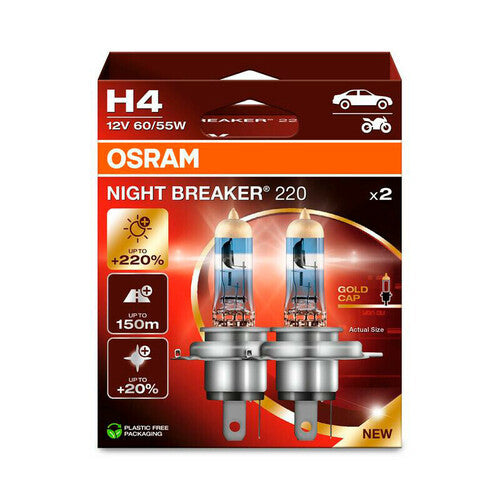 Osram 12V Night Breaker 220 - H4 - 60/55W - P43t - 2 pz - Scatola