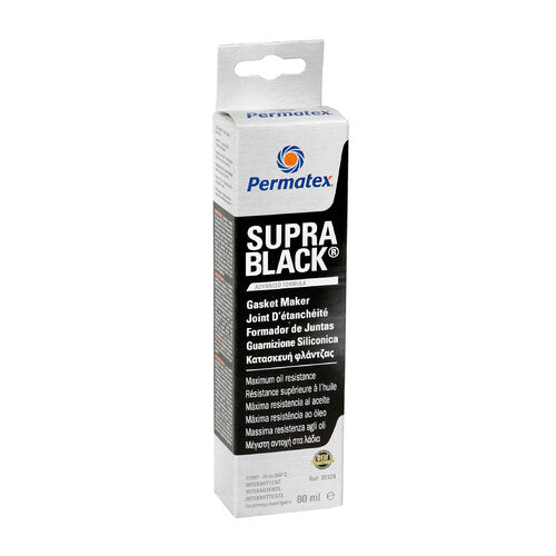 Permatex Supra Black, Schnellhärtende Silikondichtung – 80 ml
