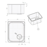 Lavello inox rettangolare 320x260mm 8032793936893