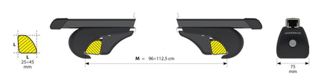 Rail-Top coppia barre portatutto in acciaio M 120 cm N15030