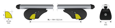 Rail-Pro coppia barre portatutto in alluminio XL 140 cm N15037