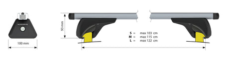 Nowa coppia barre portatutto in alluminio L 127 cm N15066