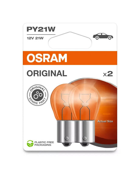 Osram 12V Original Line - PY21W - 21W - BAU15s - 2 pz - Scatola - Arancio