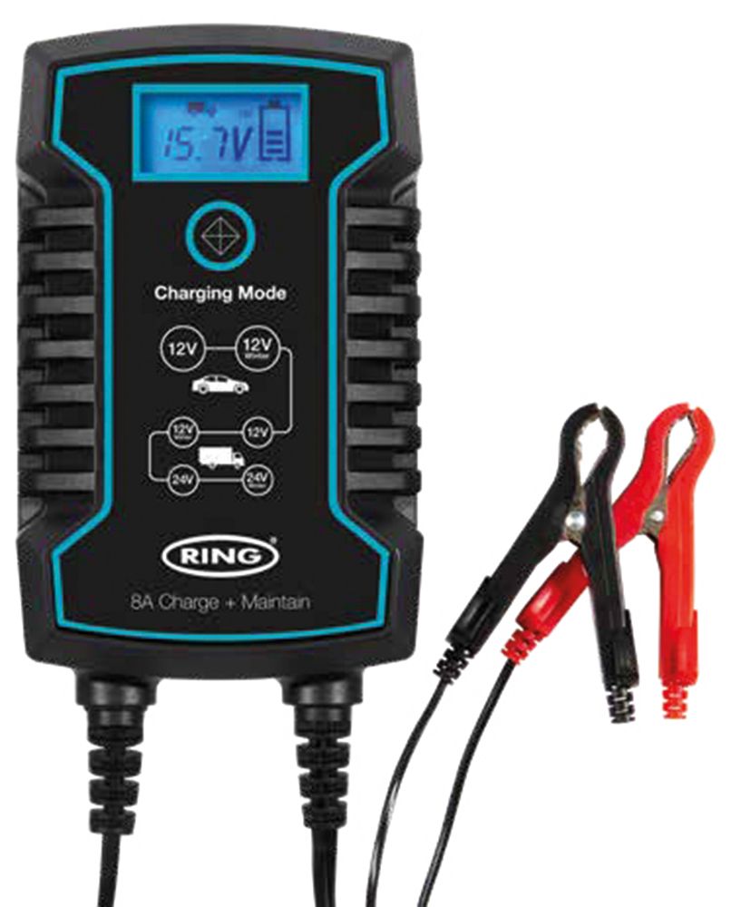 Ring Caricabatteria e mantenitore di carica SmartCharge 12/24V 8A