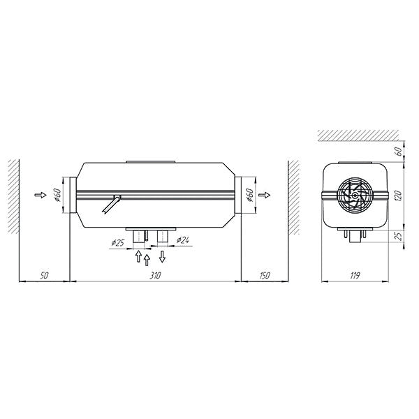 Kit Autoterm Air 2D para calefactor de aire para autocaravanas y furgonetas con panel PU-5