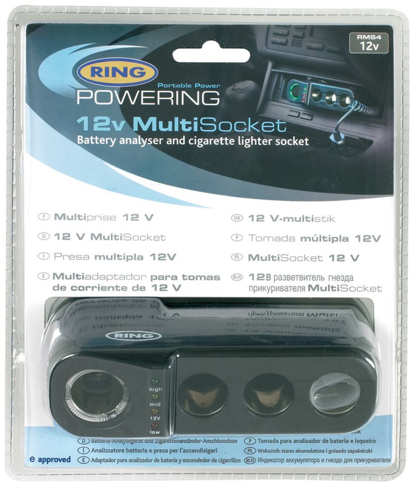 Ring Vierfach-Zigarettenanzünderbuchse 12V 8A mit Batterietester