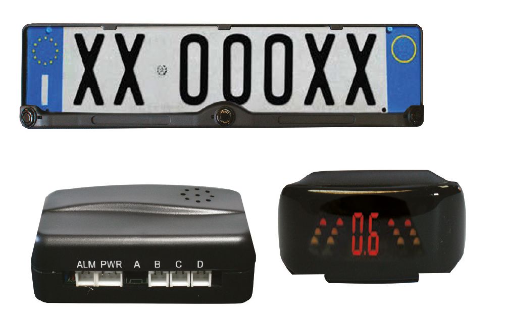 Paso 1 Sensores de aparcamiento con soporte para matrícula y pantalla LCD inalámbrica con alarma sonora