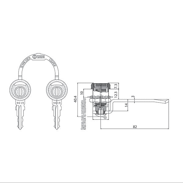Cerradura de cuello 1037 con llaves SRT1037
