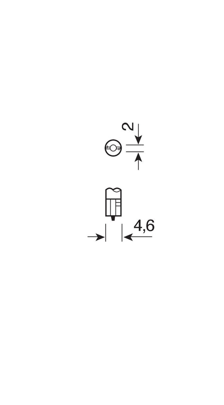 Pilot 12V Micro lampada zoccolo plastica 1 Led - (T5) - W2x4,6d - 2 pz - Scatola - Bianco