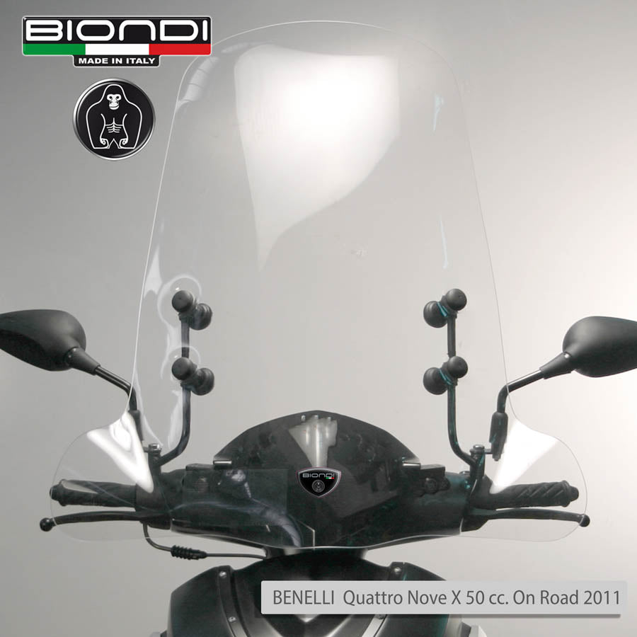 Biondi Parabrezza Z Trasparente per Peugeot Kisbee 50 cc 2010-2024 con Attacchi