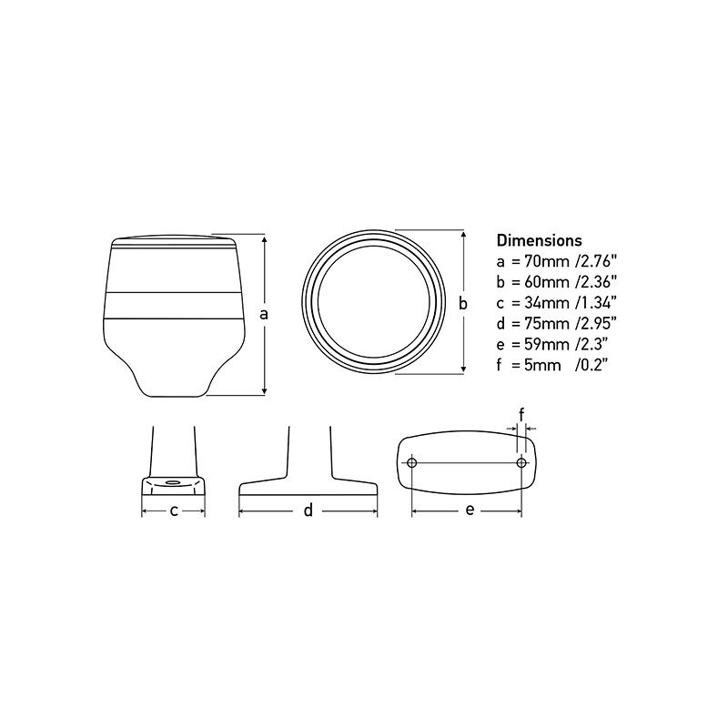 Hella Marine Naviled 360 Compact Asta Nero nautica 2LT 980 960-201