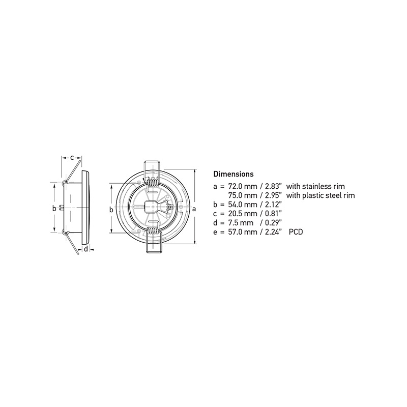 Hella Marine Euroled 75 Acciaio Luce Calda 12 Volt nautica 2JA 958 109-521