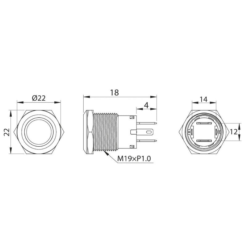 FNI Interrutore Led Blu On-Off Momentaneo 10827 BLU ON-OFF MOMENTAN