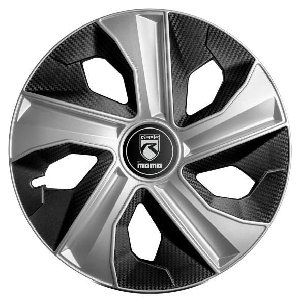 Momo Box 4 Blade Radkappen Matt Silber-Carbon Schwarz 14 Zoll.