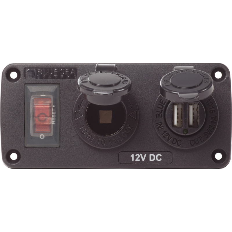 Blue Sea 12-Volt-USB-Steckdosen-Schalterpanel 4363-BSS