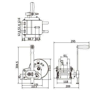 Cabrestante manual Rock RBW2500-SS de acero inoxidable de 1134 kg con freno automático