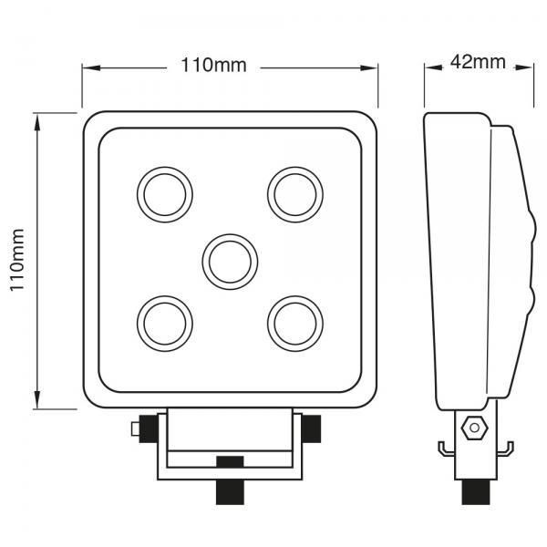 Ring Faro da lavoro a led 9-32V quadrato