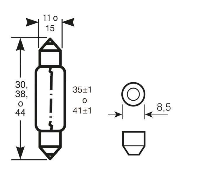 LED-Ringlampen 12V C5W 6000K 39 mm
