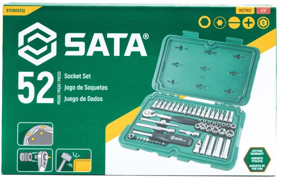 Sata Set bussole metriche esagonali 1/4'' 52 pz