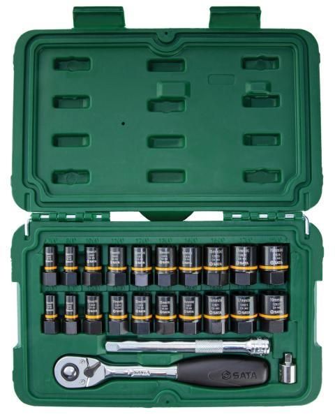 Sata BoltBiter Juego de 23 vasos métricos/SAE de 1/4'' y 3/8''