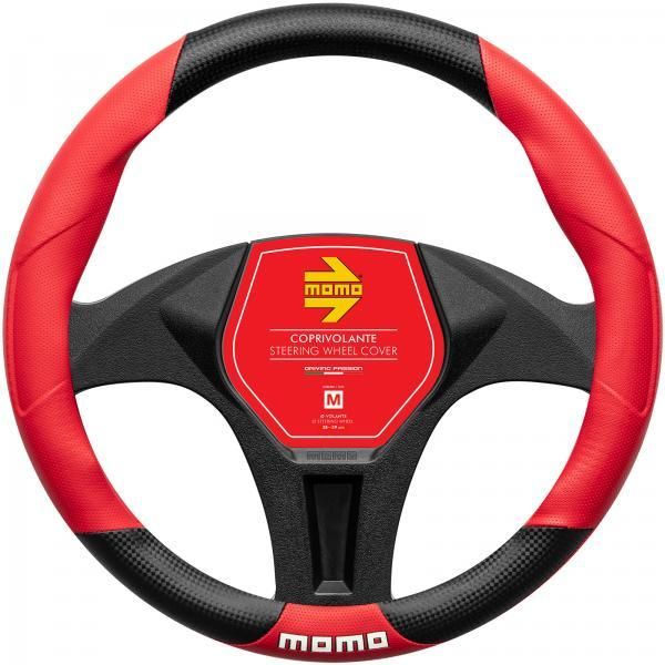 Momo Tuning Lenkradbezug Schwarz/Rot 38-39 cm