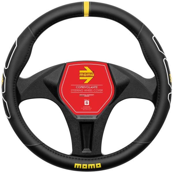 Momo Profile Autolenkradbezug, schwarz/weiß genäht, 38-39 cm