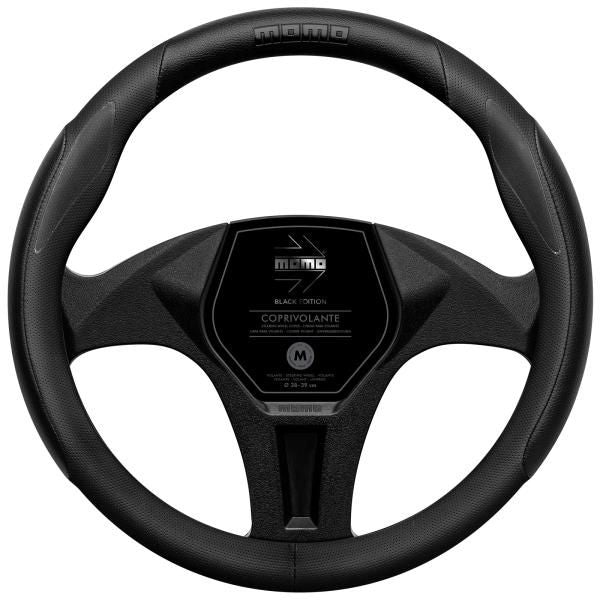 Momo Superanatomischer Lenkradbezug, Black Edition, 38-39 cm